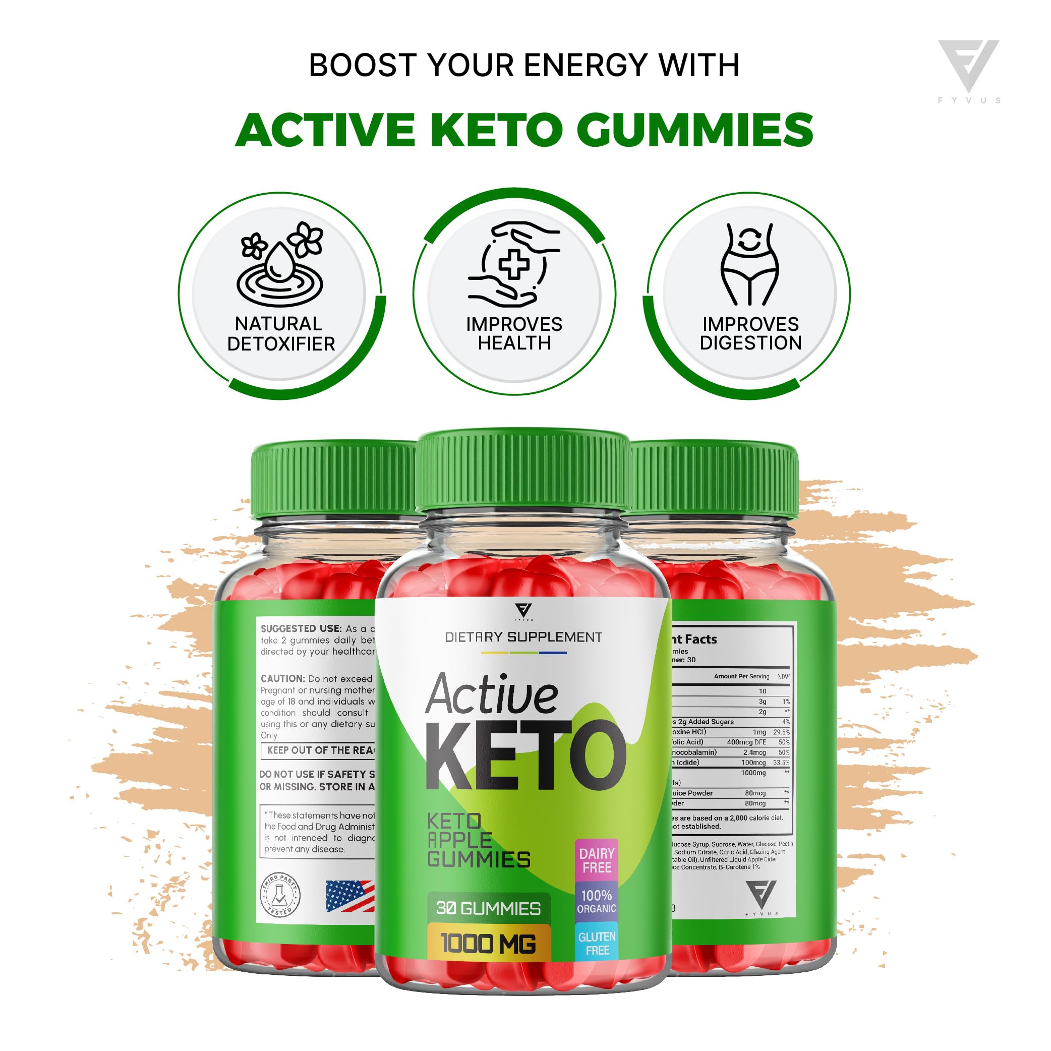 (3 Pack) Active Keto Gummies for Weight Loss Active Keto ACV Gummies Advanced